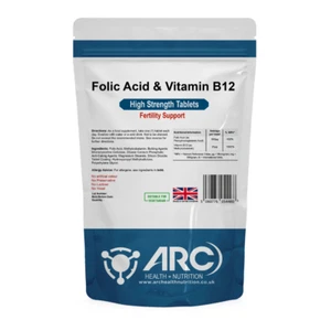 Folic Acid 800mcg & Vitamin B12 365 Tablets, Pregnancy Supplement Tablets - Picture 1 of 6