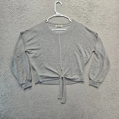 Sudadera Billabong Para Mujer Talla Pequeña Gris Cuello Redondo Corbata Cintura Pullover Prendas para el torso Foto 1 de 4