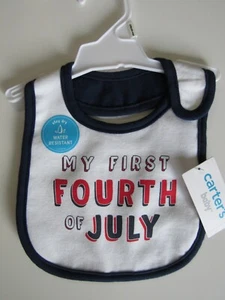 Carters My 1st Fourth Of July 100% Cotton Bib One Size Nwt - Picture 1 of 4