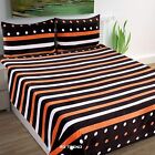 Striped Warm Winter Double King Size Fleno Bed Sheet with 2 Pillow Covers Set