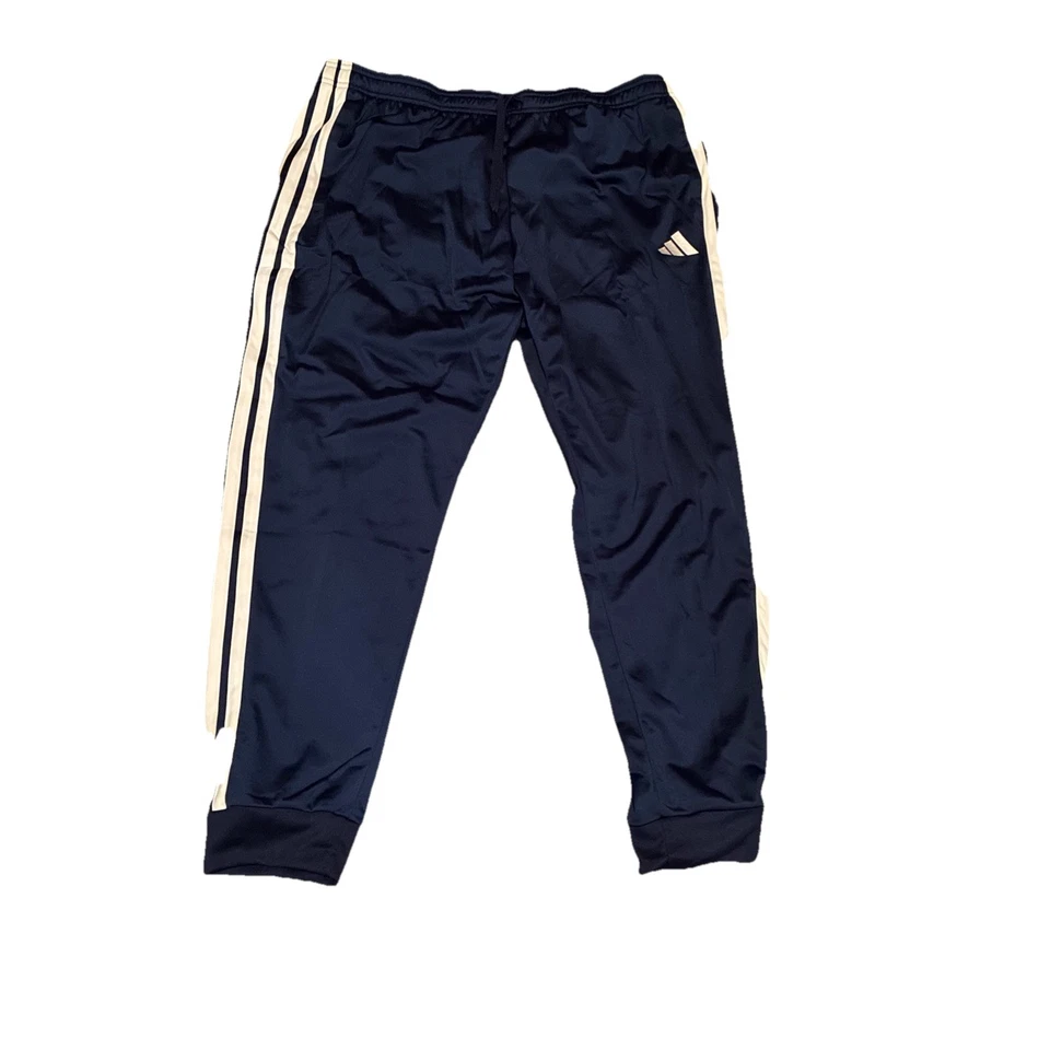 adidas men XL 3-Stripe Tricot Blue Tapered Track Pants Joggers Pocket JI8812