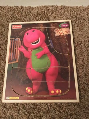 Rompecabezas de madera vintage 1996 Playskool Barney Tree House 8 piezas Foto 1 de 2