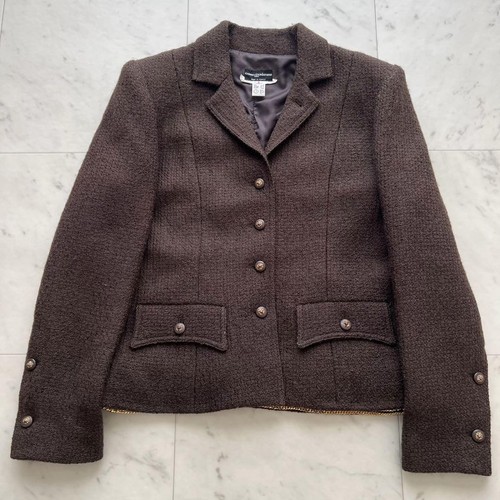 Chanel Bottoni Leone 10 Pezzi Giacca Tweed Marrone