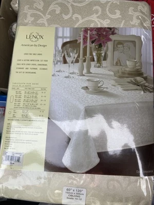 Lenox Opal Innocence Oblong 60" X 120" Ivory Tablecloth - Ivory - Image 1 of 4