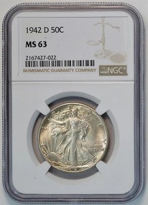1942 D Liberty Walking Half Dollar MS 63 NGC - Image 1 of 4
