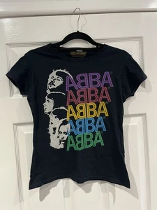 ABBA WORLD LONDON T-Shirt Black Ladies Size Small 2009 The Movie Image Rare - Picture 1 of 5