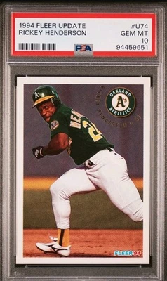 🔥1994 FLEER UPDATE - #U74 RICKEY HENDERSON - ATHLETICS (HOF) - PSA 10🔥 - Image 1 of 3