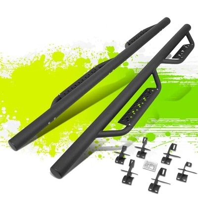 3" Textured Black Round Tube Drop Step Running Boards for Wrangler/JK 4-Dr 07-18 - Image 1 of 4