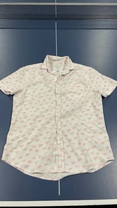 International Report Mens S 4 Way Stretch White Button Down Shirt W/ Palm Tree - Picture 1 of 9