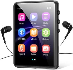 Reproductor de MP3 64 GB Bluetooth 5.3, Altavoz incorporado Pantalla táctil de 2.4 pulgadas Radio FM Gris - Imagen 1 de 10