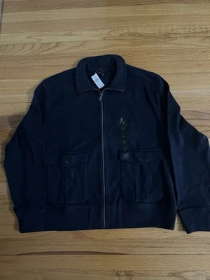 Cardigã Banana Republic masculino XL azul suéter com bolsos zíper completo - Imagem 1 de 4