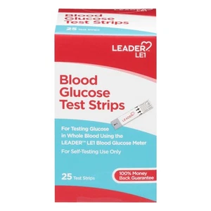 Tiras reactivas de glucosa en sangre Leader LE1 para uso autodiagnóstico solo 25 tiras reactivas - Imagen 1 de 5