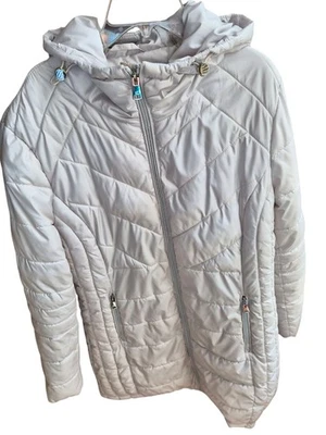 Chaqueta acolchada Kenneth Cole para mujer color crema acolchada con cremallera completa talla L Foto 1 de 3