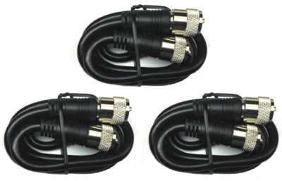 3-Pack 6 ft RG8X coax coaxial UHF PL-259 connectors ham CB radio antenna cable - Image 1 of 4