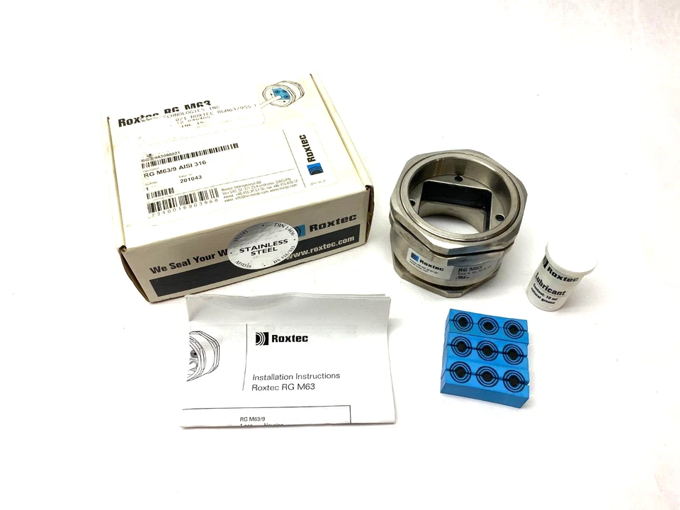 Vedação de entrada de cabo redondo de aço inoxidável Roxtec RG00063090021 RG M63/9 AISI 316 - Imagem 1 de 4