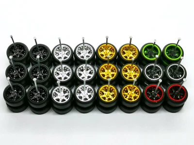 Hot Wheels 6 Speichen Gummireifen 12 Sets (4 Farben) MIX für JDM 1:64 - Bild 1 von 4