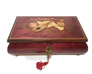 GORGEOUS MUSICAL WOOD INLAID JEWELRY BOX, MADE IN ITALY, TORNA A SORRIENTO, - Picture 1 of 12