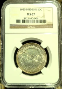 1935 50c Hudson NGC MS 67 Early Commemorative Half Dollar - Picture 1 of 8