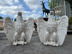 Stone Eagles pair gate piers Gate Guardians Finals hawk statue figures topper - Picture 1 of 12