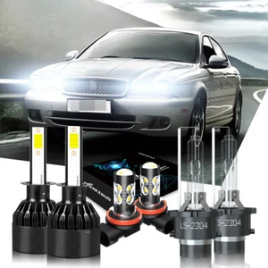 For 2004-2006 2007 2008 Jaguar X-Type LED HID Headlights Hi/Low + Fog Light Kit - Picture 1 of 23