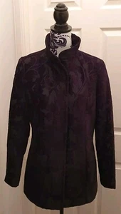 DASH Black Baroque Embossed Patterned Chenille Zipped Short Jacket, UK10 - Picture 1 of 23