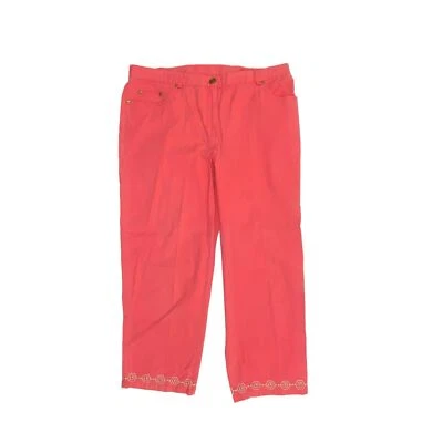 Ruby Rd Side Elastic Crop Embroidered Hem Women's size 12 Pink/Salmon Pants - Image 1 of 3