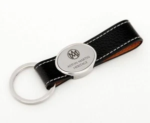 Aston Martin Heritage Leather & Chrome Pendant Keyring - Picture 1 of 3