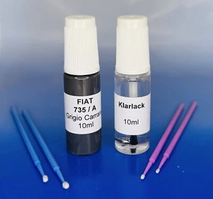 Lackstift-Set FIAT 735 / A , Grigio Carrara + Klarlack, 2 x 10ml + 4 Lacktupfer - Bild 1 von 2