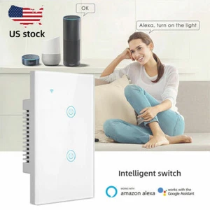 1/2 Gang WiFi Smart Wall Touch Light Switch Glass Panel for Alexa/Google APP - Picture 1 of 10