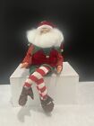 Bendable Legs Christmas Santa Elf / Red Green Bells Angel Hair Beard Painted