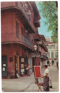 2 Künstler PIRATENGASSE French Quarter New Orleans Louisiana LA Postkarte 1960 - Bild 1 von 2