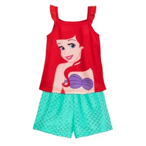 New Disney Store Ariel Shortie Pajama Set Girls PJ's The Little Mermaid - Picture 1 of 3