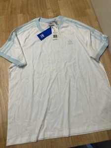 Adidas Womens Graphic T Shirt Short Sleeve Crew Neck 3 Striped White Large - Picture 1 of 4