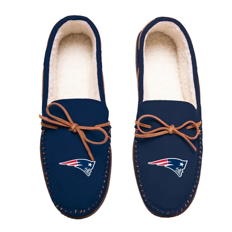NFL Moccasin Slippers New England Patriot's Men's M/L sizes Sherpa Lined - Comfy Cover
