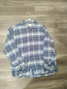 Original wasserdichtes Vintage Herren XLarge blau kariertes Hemd mit Knopfleiste - Bild 1 von 1