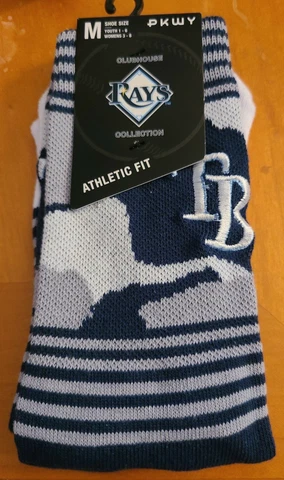 NEW PKWY Tampa Bay Rays Camo Crew Socks sz M shoe sz Youth 1-6/Womens 3-8 NWT Cover