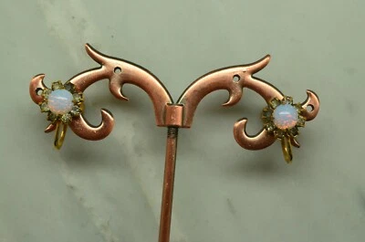 Pendientes redondos chapados en oro amarillo ópalo blanco atornillados Foto 1 de 4