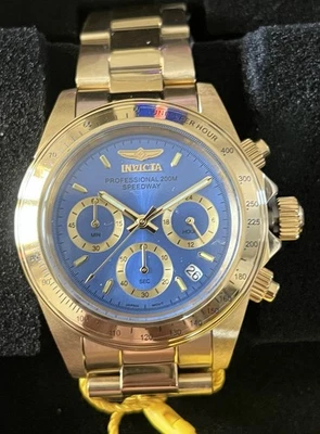 Invicta Women's Watch Speedway Chronograph Blue Dial Yellow Gold Bracelet 18256 - Image 1 of 4