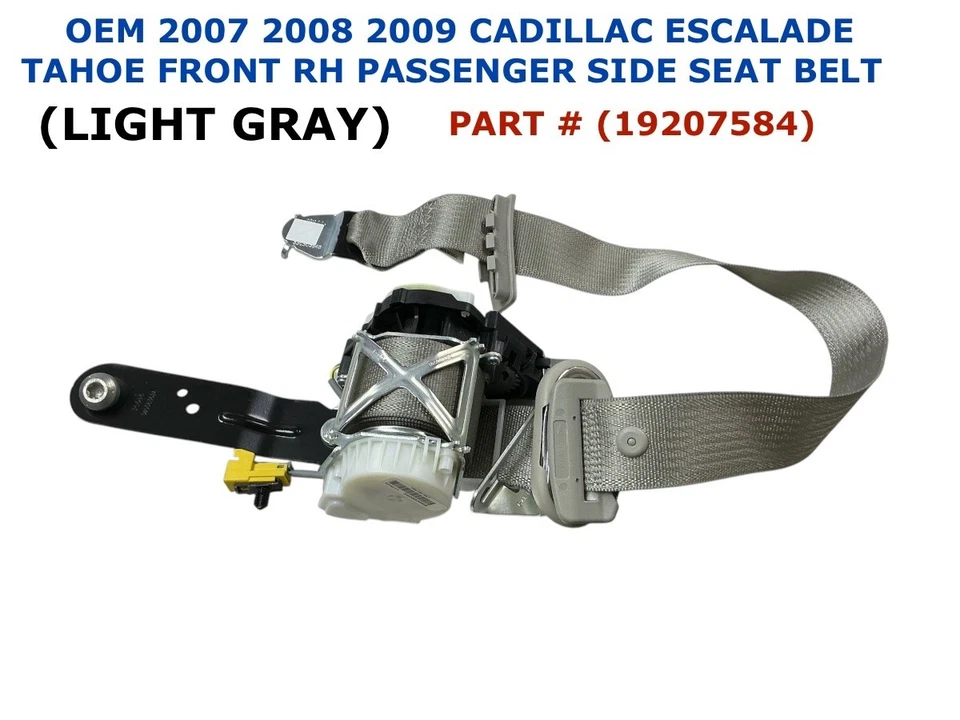 Cinturón de seguridad delantero derecho Cadillac Escalade Tahoe 2007-2009 gris claro 19207584 Foto 1 de 4