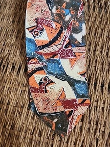Kahala Hawaiian Islands Mens Tie Abstract Fish Multicolor Cotton 3.75 X 58  - Picture 1 of 6