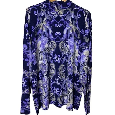 Suéter Chico's Nuevo con Etiquetas Talla 4 (2X) Alcance de Desplazamiento Pullover Cuello Alto Montaña Iris Foto 1 de 4