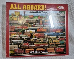 White Mountain  Antique Model Trains All Aboard 1000 Piece Jigsaw Puzzle 09 - Picture 1 of 2