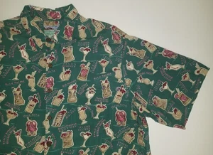 REYN SPOONER Hawaiian Shirt Tiki Drinks Aloha Spun Rayon Button Up Vtg Mens XL - Picture 1 of 7