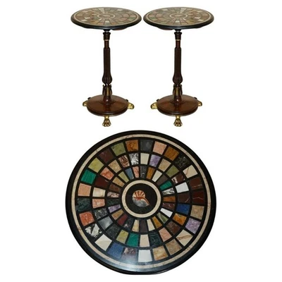 A PAIR OF REGENCY 1810 SPECIMEN MARBLE PIETRA DURA & ROSEWOOD OCCASIONAL TABLES - Image 1 of 4