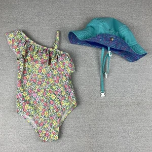 Baby Gap 2T Girls One Piece Swimsuit w/ REI Sun Hat Sunhat Summer Beach Bundle - Picture 1 of 15