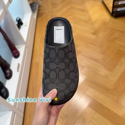 NWT Coach Women's Link Mule In Signature Jacquard Black/Charcoal CBN24 - Image 1 of 4