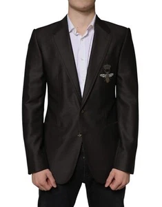 Dolce & Gabbana Blazer Brown Green Bee Wool Jacket Men's Coat Authentic - Picture 1 of 5