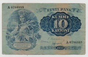 ESTONIA 10 KROONI 1937 PICK 67 LOOK SCANS - Picture 1 of 2