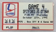OHL 1995 10/12 Ottawa 67’s at Windsor Spitfires Hockey Ticket