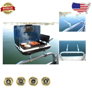 Lightweight Marine Stainless Steel Grill Bracket Set for Pontoon Boats - Picture 1 of 4